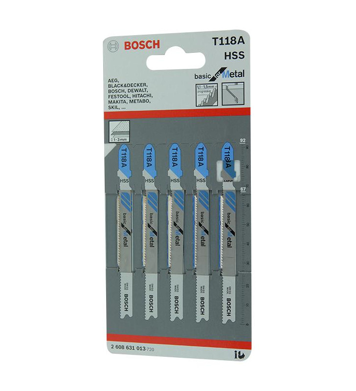 Jeu lame scie sauteuse pour métal (5pcs) BOSCH