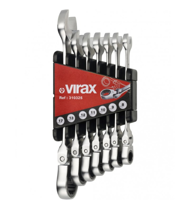 Jeu clé à cliquet à tête flexible 7pcs VIRAX