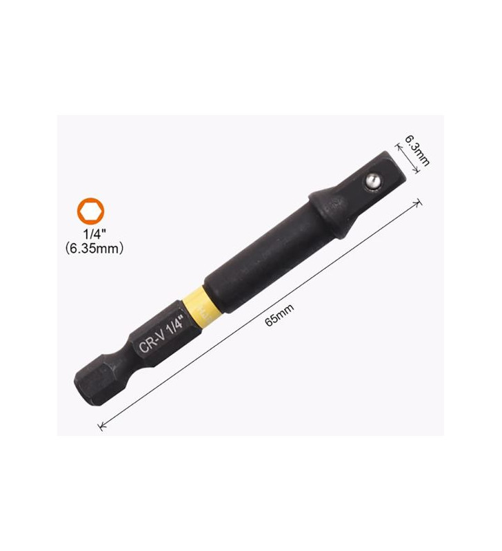 ADAPTATEUR DOUILLE HEX 1/4"X65MM HARDEN