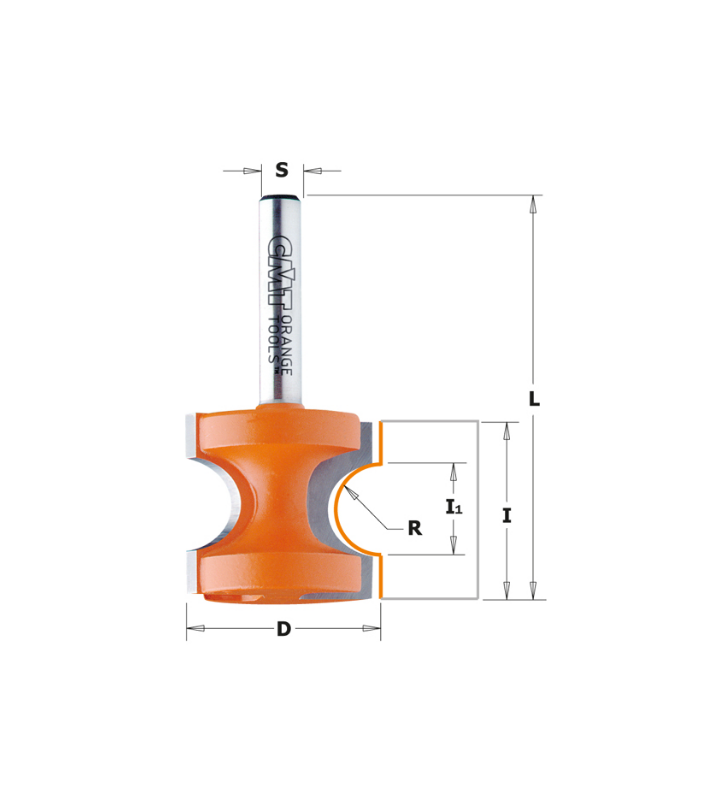 Fraise à arrondir demi rond avec plat Ø22,2mm CMT