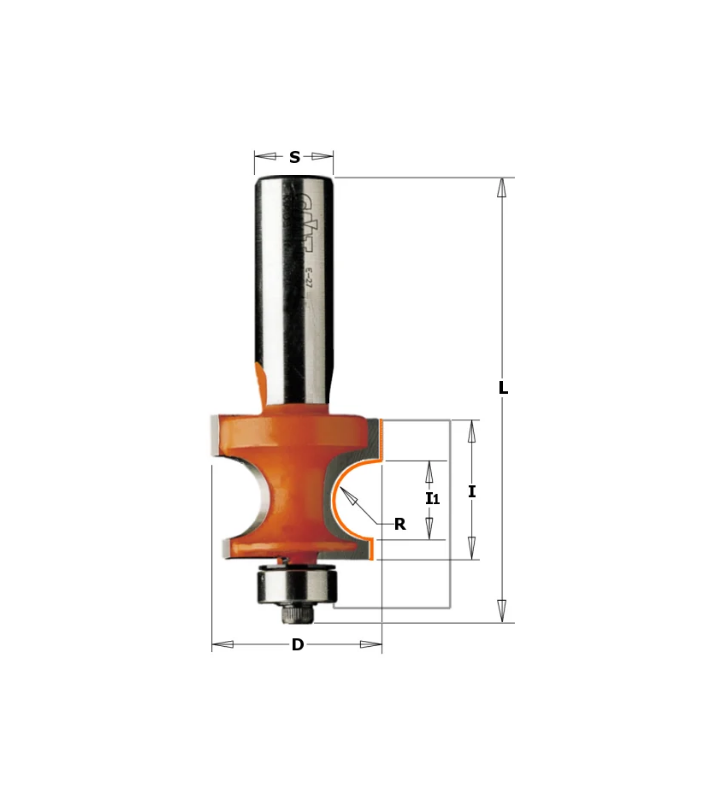 Fraise à arrondir demi rond avec roulement Ø22,2mm CMT